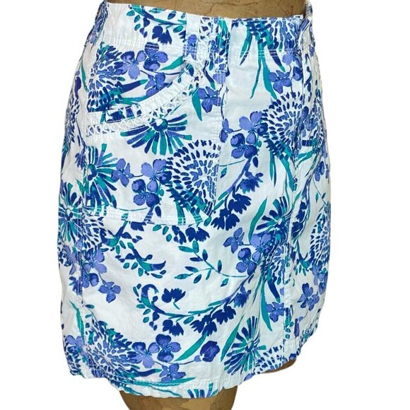 St. John's Bay Floral Skort White Blue, Waist 34-1/2 #276M - Picture 5 of 11
